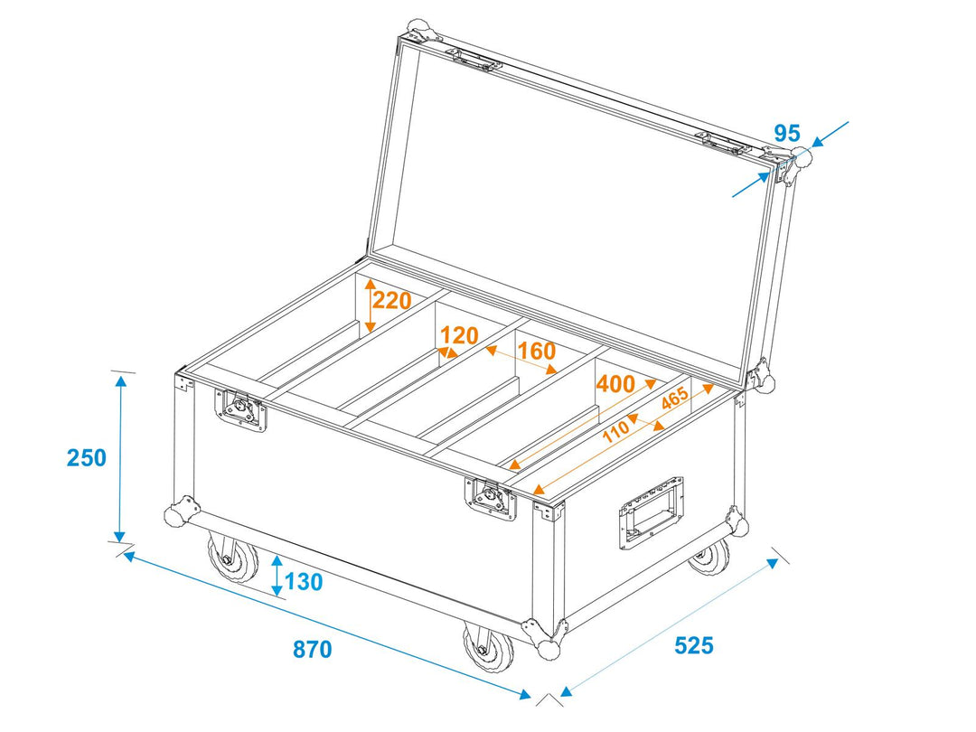 ROADINGER Flightcase 4x LED CLS-18 QCL RGB/WW pyörillä