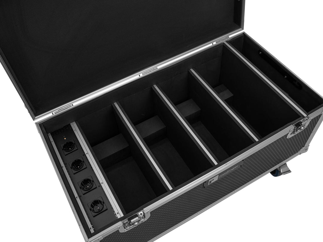 ROADINGER Flightcase 4x AKKU Multiflood IP 8x10W RGBW Wash CRMX lataustoiminnolla