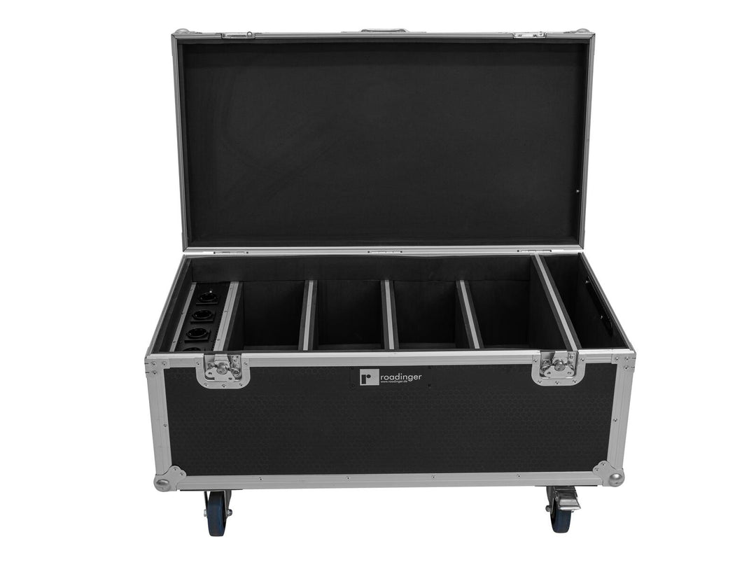 ROADINGER Flightcase 4x AKKU Multiflood IP 8x10W RGBW Wash CRMX lataustoiminnolla