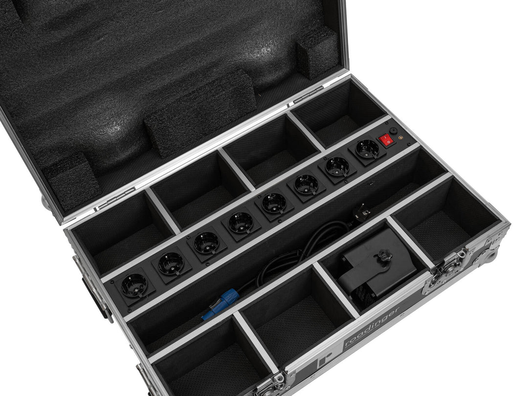 ROADINGER Flightcase 8x AKKU Mini IP UP-4 QCL Spot MK2 lataustoiminnolla