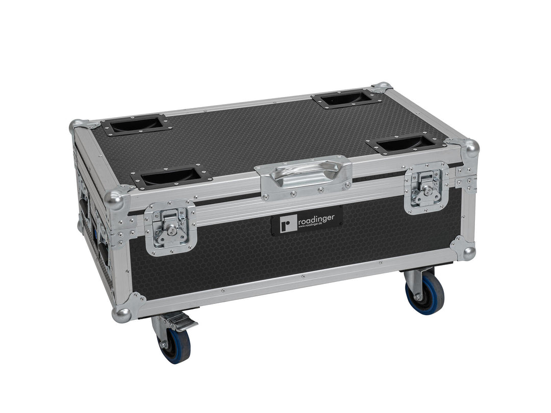 ROADINGER Flightcase 6x AKKU UP-4 QCL Spot QuickDMX MK2 lataustoiminnolla ja pyörillä