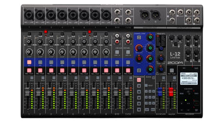 Zoom LiveTrak L-12 digitaalimikserit ja tallennin