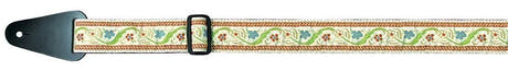 Fire & Stone Folk Jacquard -kitarahihna, vaalea ja kukkakuvioinen