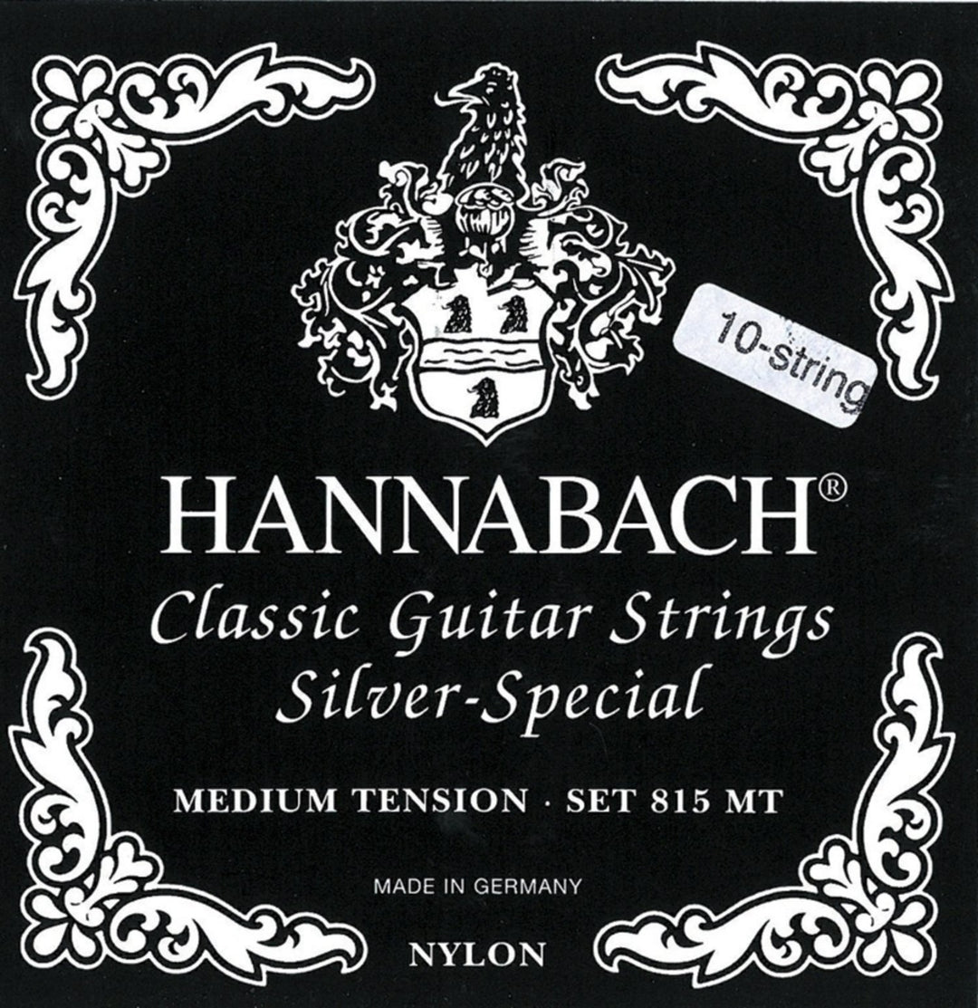 Hannabach-kielet klassiselle kitaralle Sarja 815 For 8/10 string guitar / medium tenion Silver special - Set 10-string medium (81510ZMT)