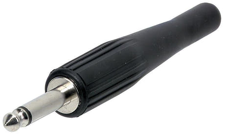 GEWA 6,3 mm mono-jakkiliitin pitkällä kumisuojuksella