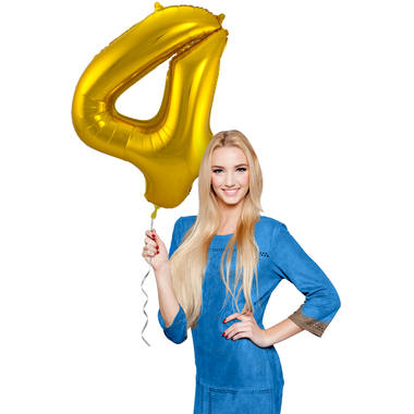 4 muotoinen numero foliopallo (kultainen, 86 cm)