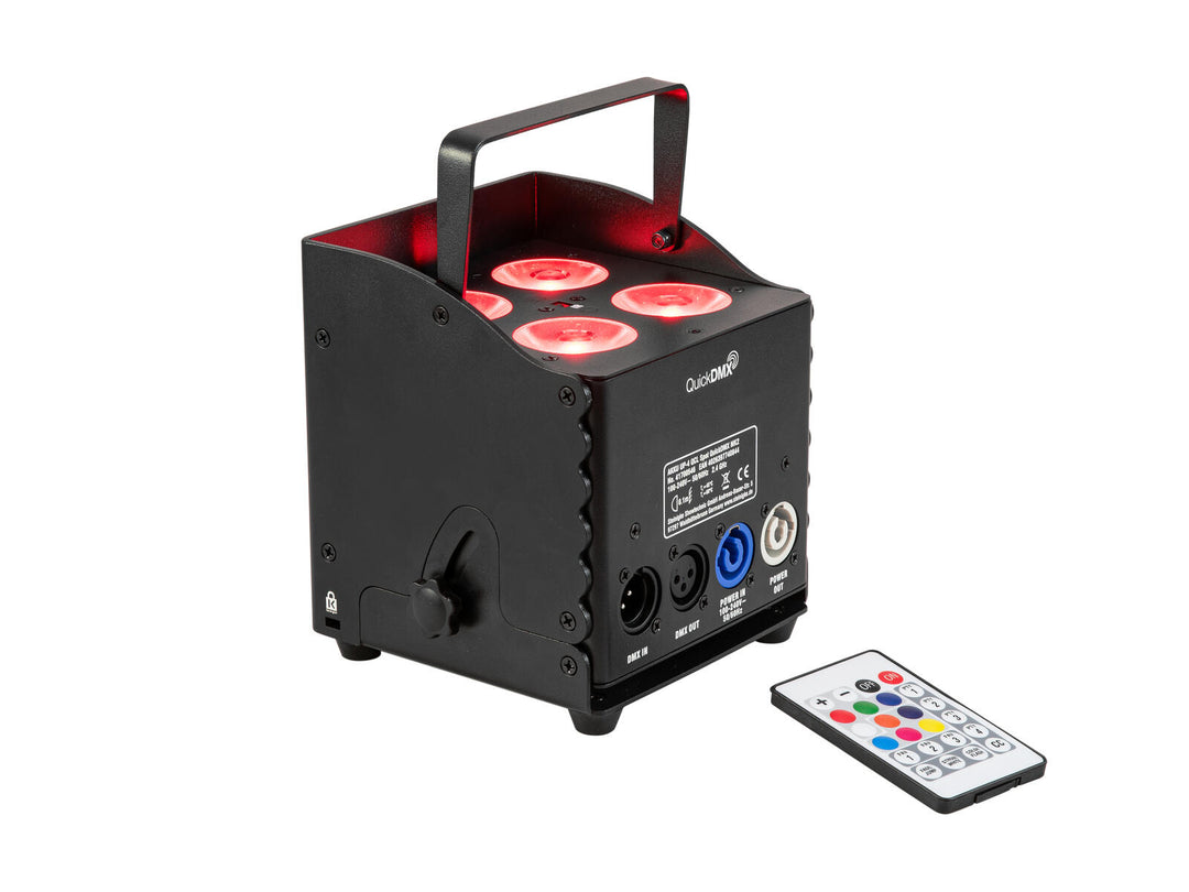 EUROLITE Set 6x AKKU UP-4 QCL Spot QuickDMX MK2 + pyörillä varustettu Flightcase ja lataustoiminto