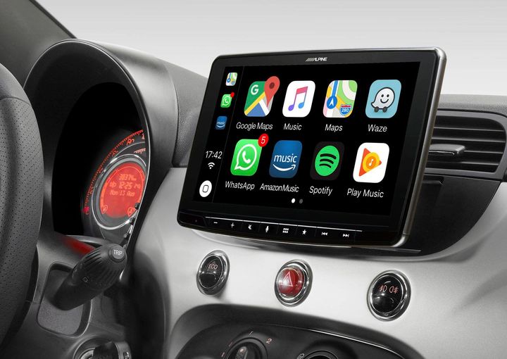 Apple Carplay, Android Auto Fiat 500 Beige Sisustus (2007-2015)