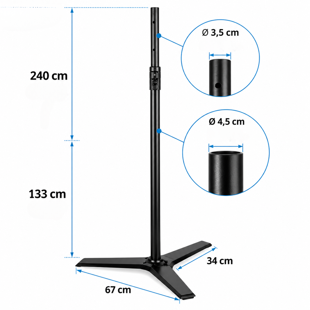 Hardman HLK57-PRO – Ammattimainen kaiutin- ja valoteline 133–240 cm, 70 kg