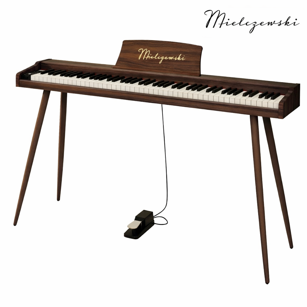 Mielczewski digitalpiano metallijaloilla, ruskea