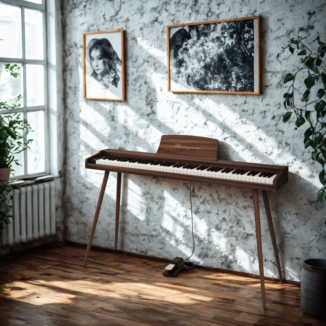 Mielczewski digitalpiano metallijaloilla, ruskea