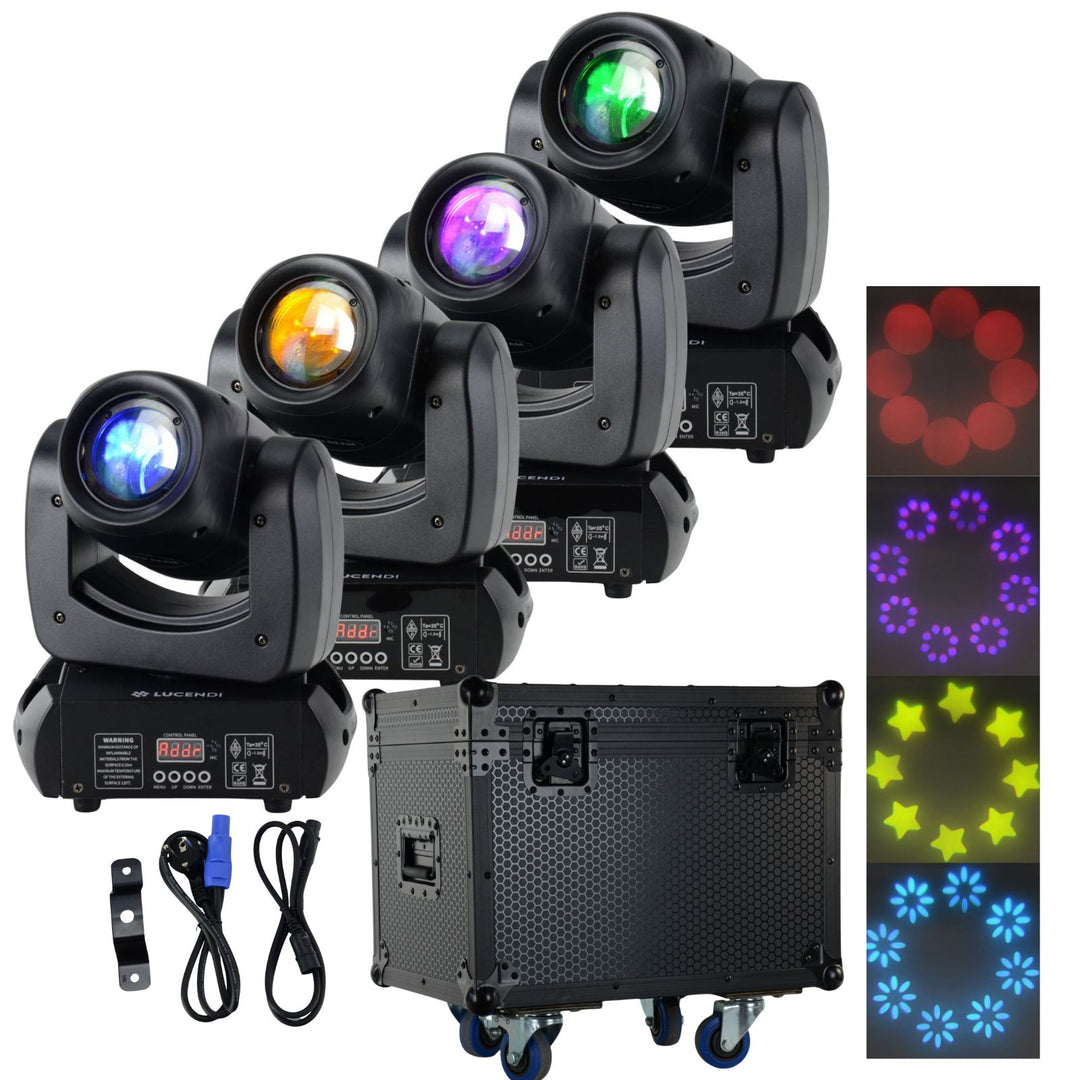 Lucendi BEAM100 moving head, 4 kpl:n sarja ja case
