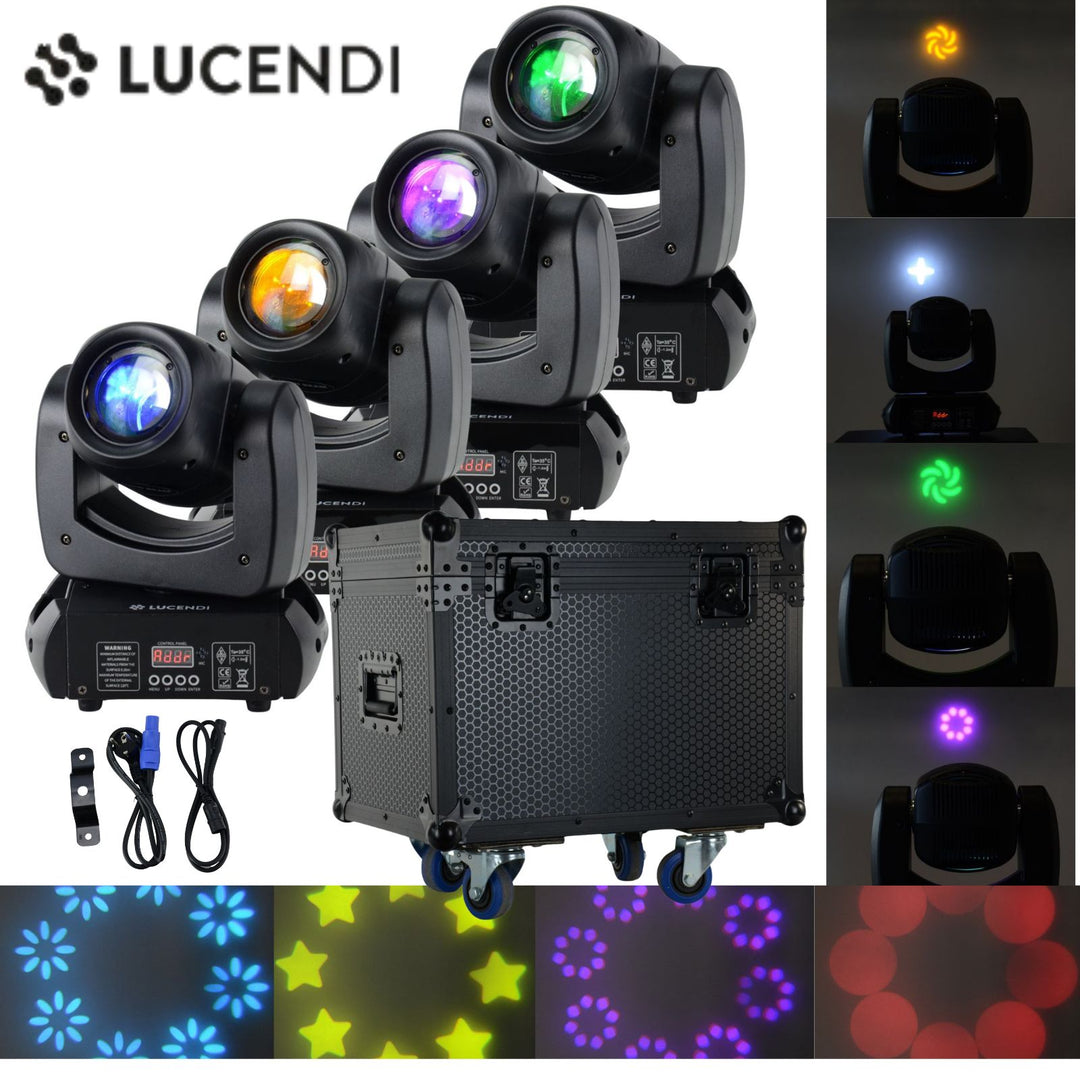 Lucendi BEAM100 moving head, 4 kpl:n sarja ja case