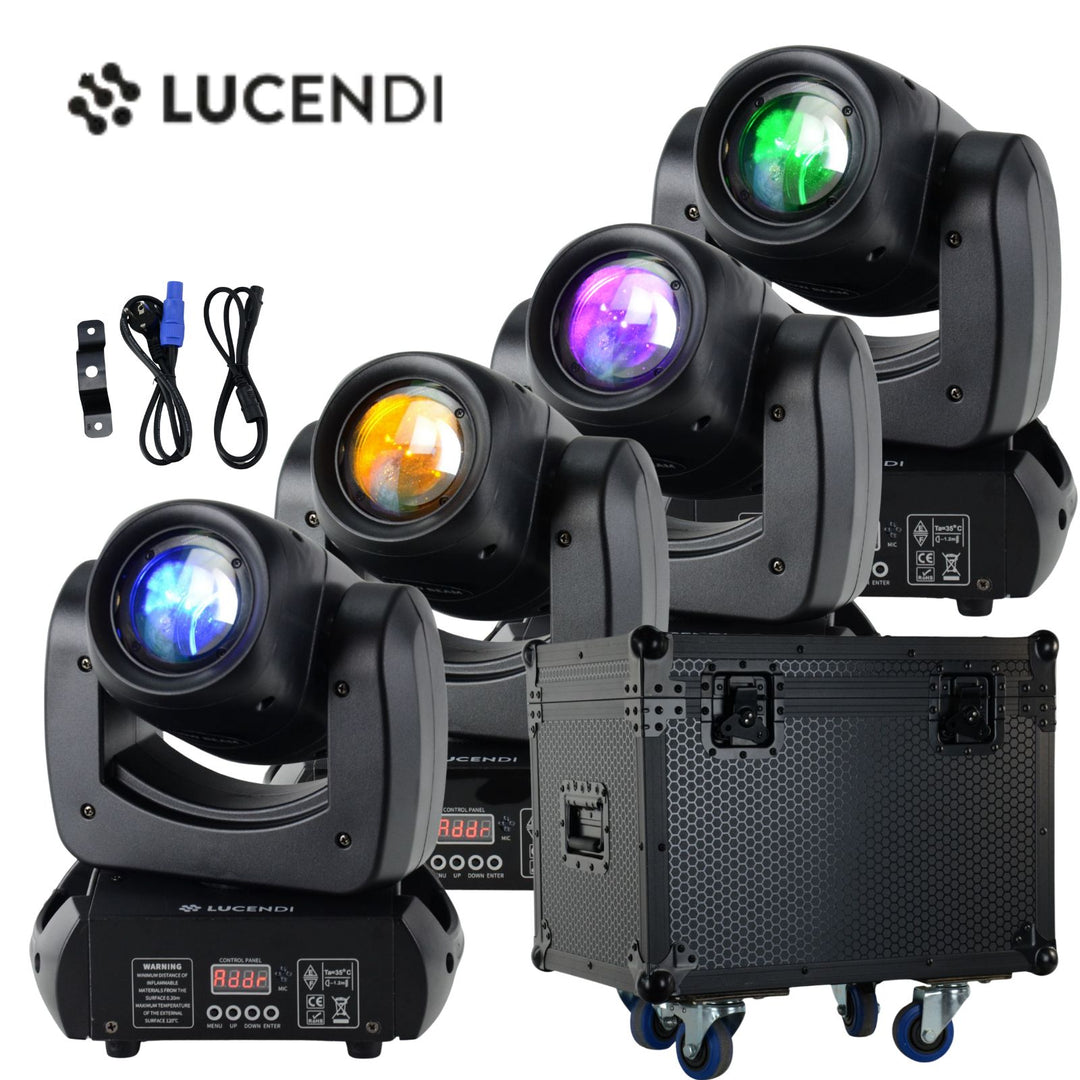 Lucendi BEAM100 moving head, 4 kpl:n sarja ja case