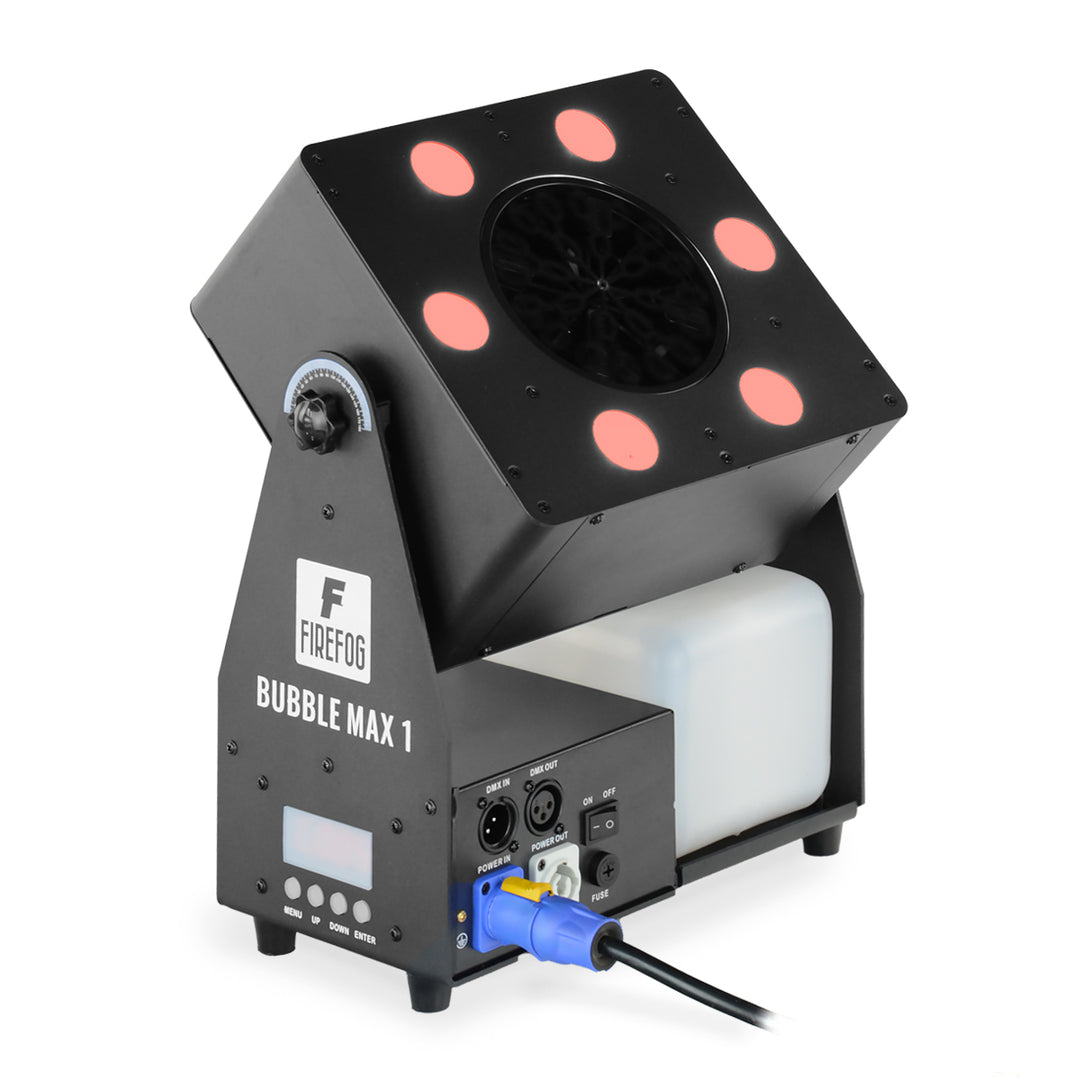 Firefog Bubble Max 1 -kuplakone LED-valoilla, DMX:llä ja kaukosäätimellä