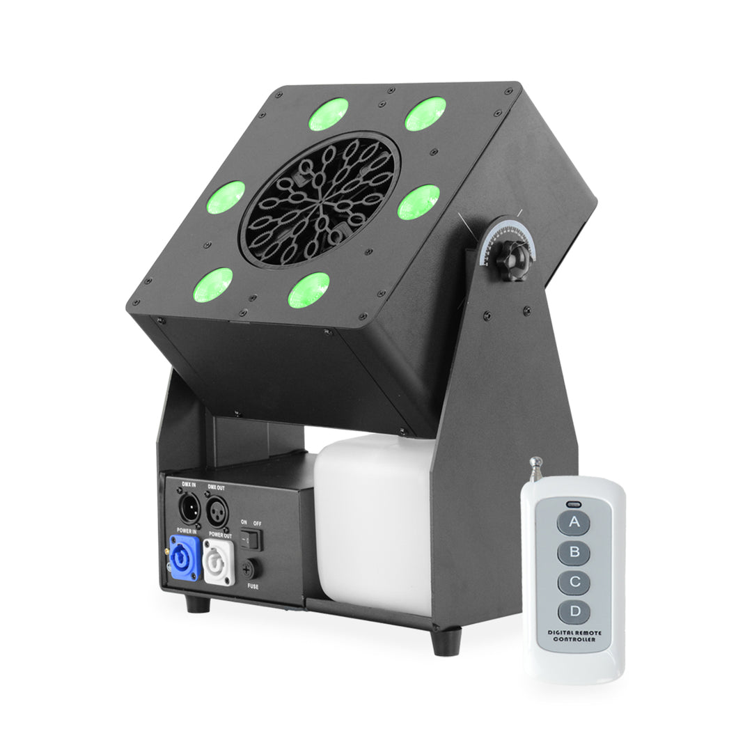 Firefog Bubble Max 1 -kuplakone LED-valoilla, DMX:llä ja kaukosäätimellä