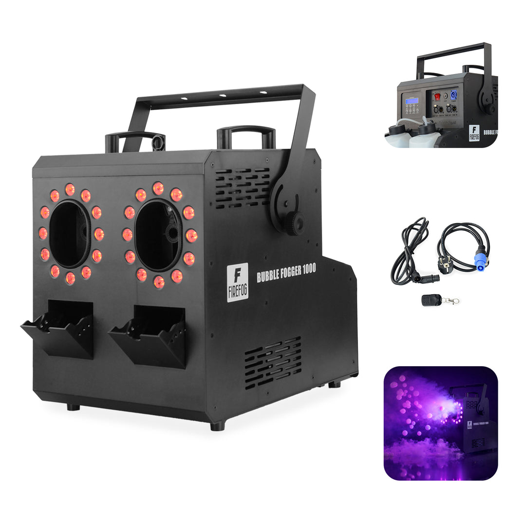 Firefog BUBBLE FOGGER 1000 -savu- ja kuplakone RGBW LED -valoilla