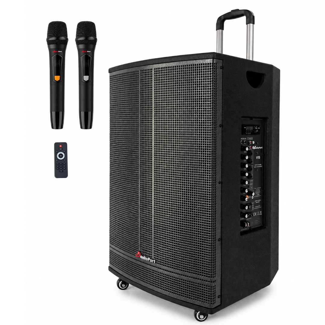 Audioport V15 kannettava aktiivikaiutin 500 W, 2 mikrotonit