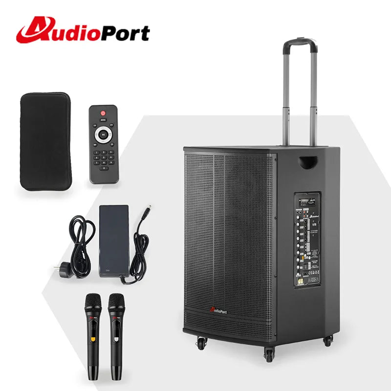 Audioport V15 kannettava aktiivikaiutin 500 W, 2 mikrotonit