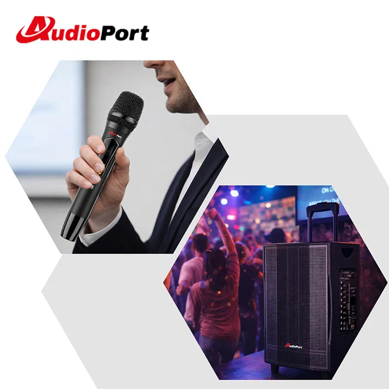 Audioport V12 kannettava aktiivikaiutin 350 W, 2 mikrofonia