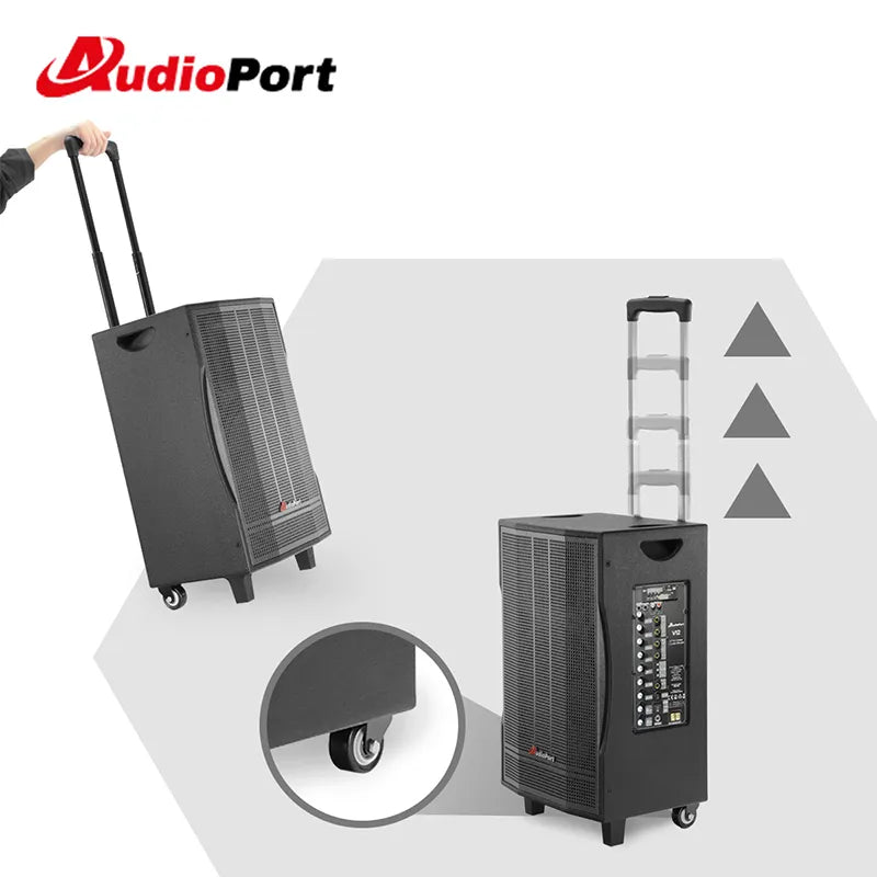 Audioport V12 kannettava aktiivikaiutin 350 W, 2 mikrofonia