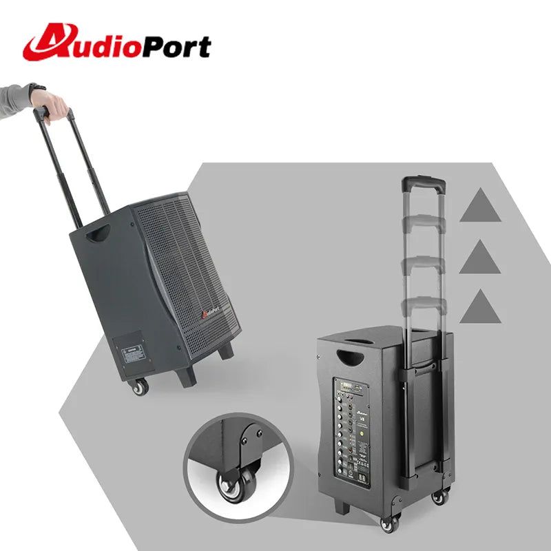 Audioport V8 kannettava aktiivikaiutin 250 W, 2 mikrofonia