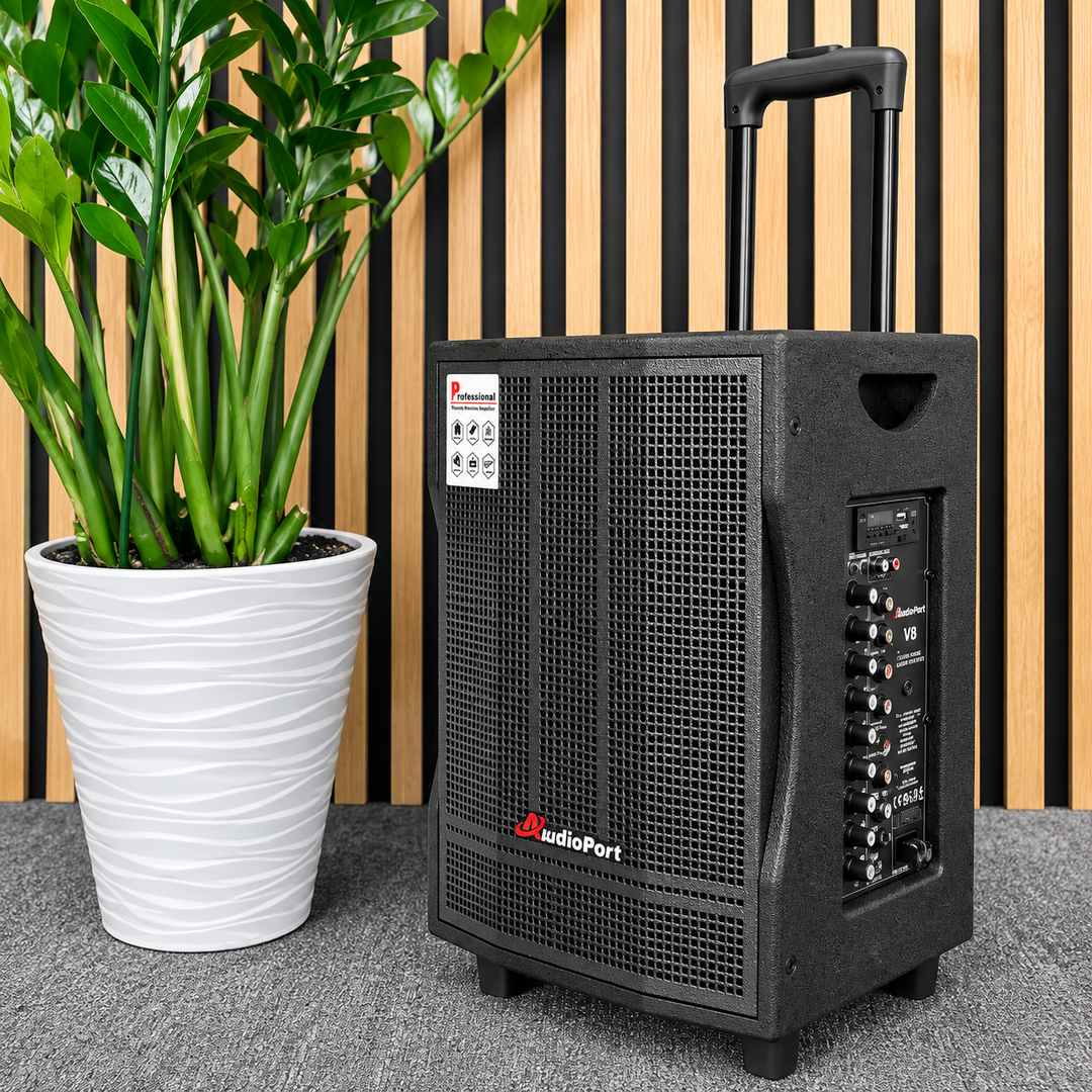 Audioport V8 kannettava aktiivikaiutin 250 W, 2 mikrofonia