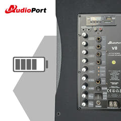 Audioport V8 kannettava aktiivikaiutin 250 W, 2 mikrofonia