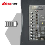 Audioport V8 kannettava aktiivikaiutin 250 W, 2 mikrofonia