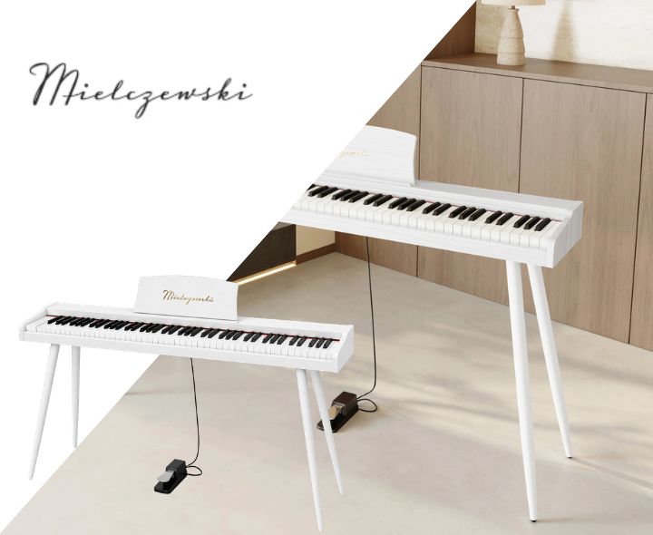 Mielczewski Virelai -digitalpiano jaloilla, valkoinen
