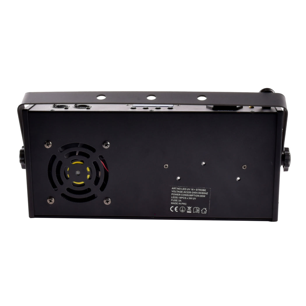 LIGHT4ME LED UV 18x3W kohdevalo + strobe DMX