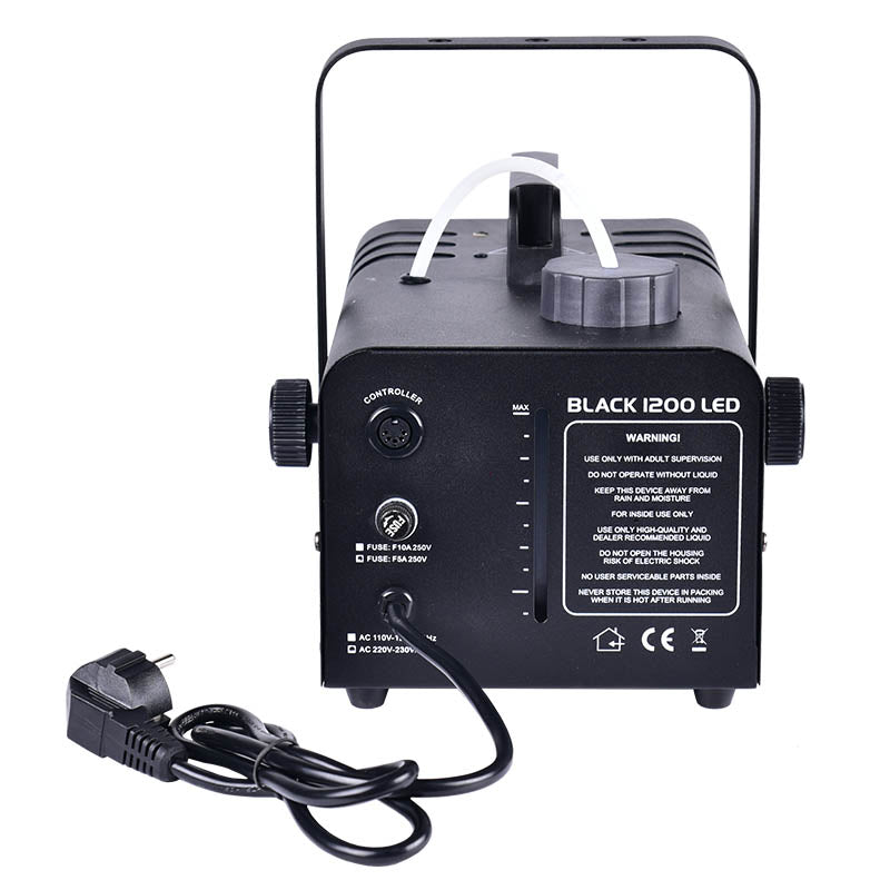 Light4Me BLACK 1200 LED Fog Machine Bundle