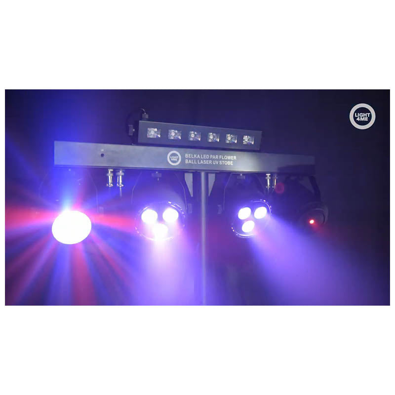 LIGHT4ME T-BAR LED PAR BLOMSTERKUGLE LASER UV STROBE diskovalaisutus multiefekti