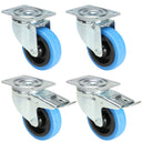 4x Sininen Pyörä 2 jarrulla ja 2 ilman jarrua (100mm)
