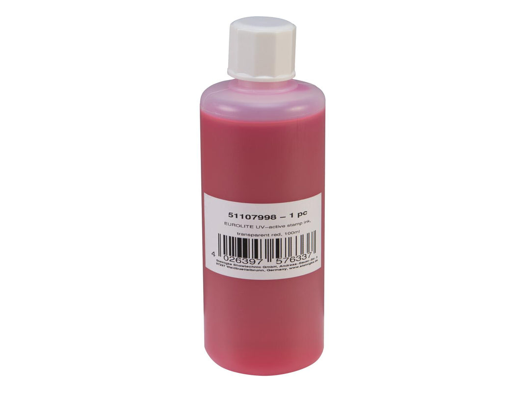 EUROLITE UV-aktiivinen Stamp Ink, läpikuultava punainen, 100ml