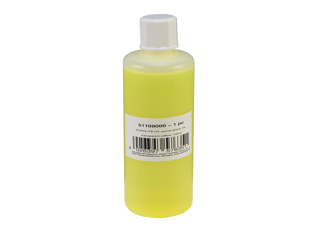 EUROLITE UV-aktiivinen leimausmuste, läpinäkyvä keltainen, 100ml