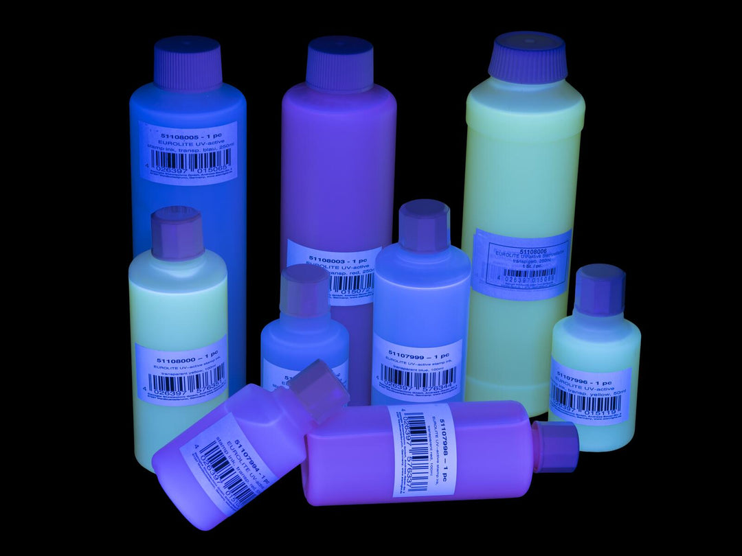 EUROLITE UV-aktiivinen leimausmuste, läpinäkyvä keltainen, 100ml