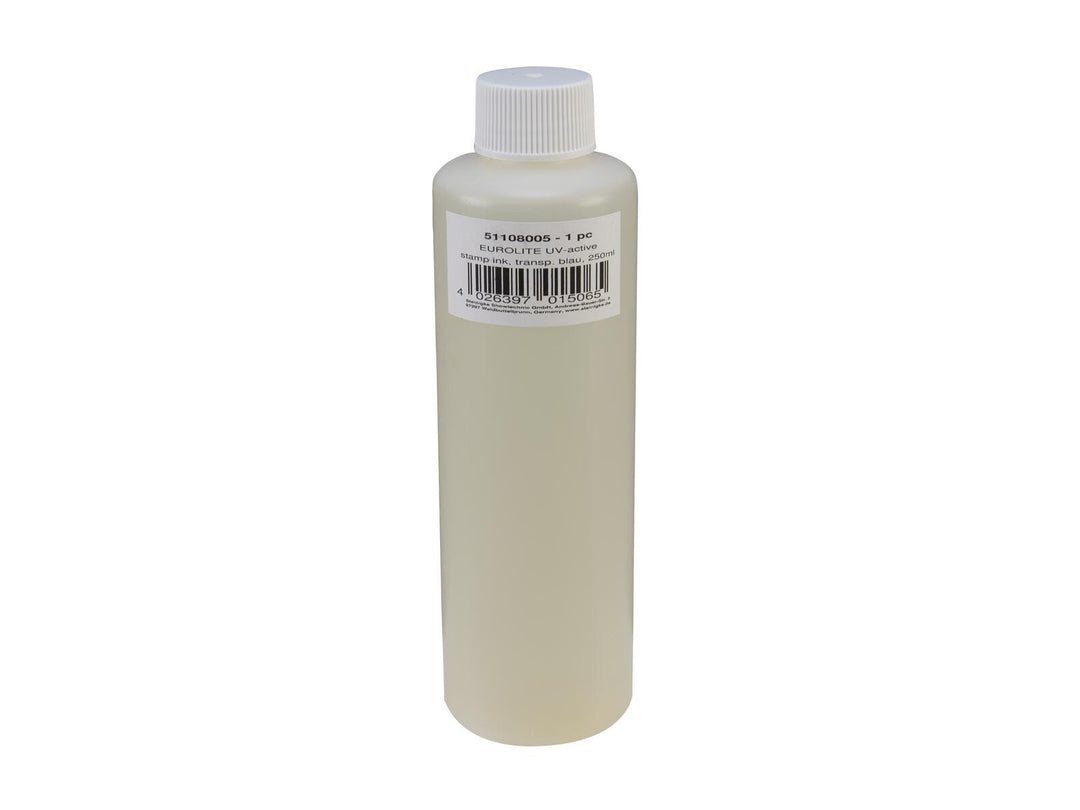 EUROLITE UV-aktivinen leimasintussi, läpikuultava sininen, 250ml
