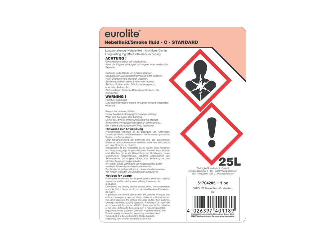 EUROLITE SMOKE FLUID -C- Standard, 25 l savuneste