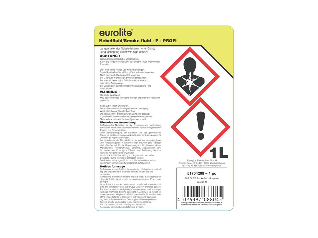 EUROLITE SMOKE FLUID -P- Professional, 1 l savunestettä