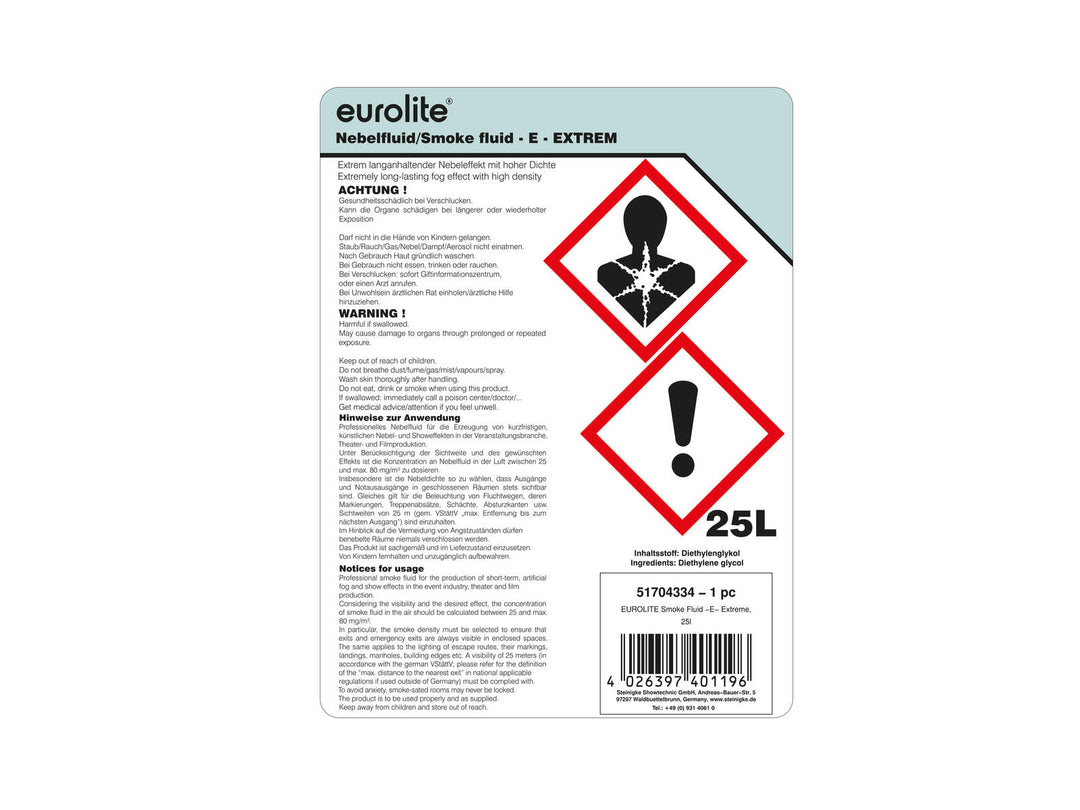 EUROLITE SMOKE FLUID -E- Extreme, 25l savuneste