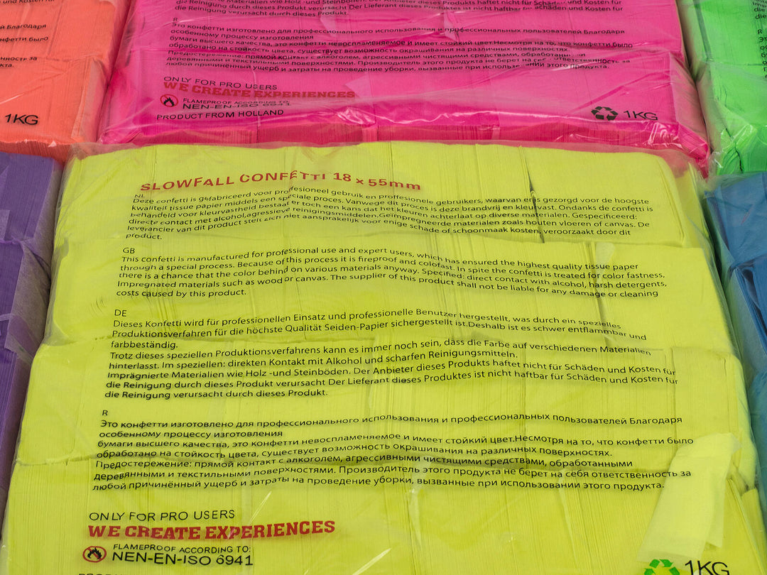 TCM FX Slowfall Konfetti Suorakaide 55x18mm, neonkeltainen, uv-aktiivinen, 1kg