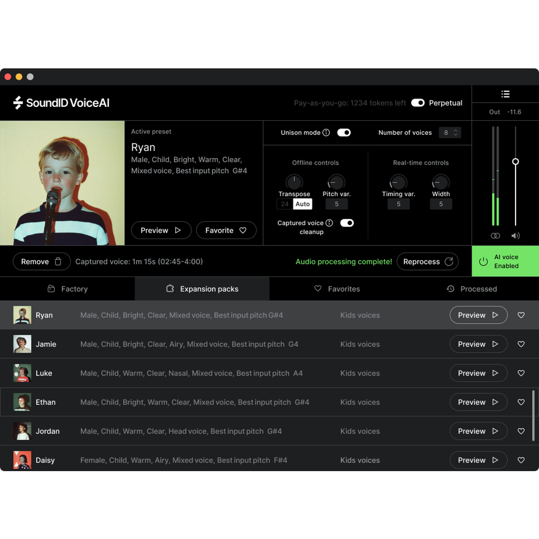 SoundID VoiceAI Kids Voices -laajennus Pack