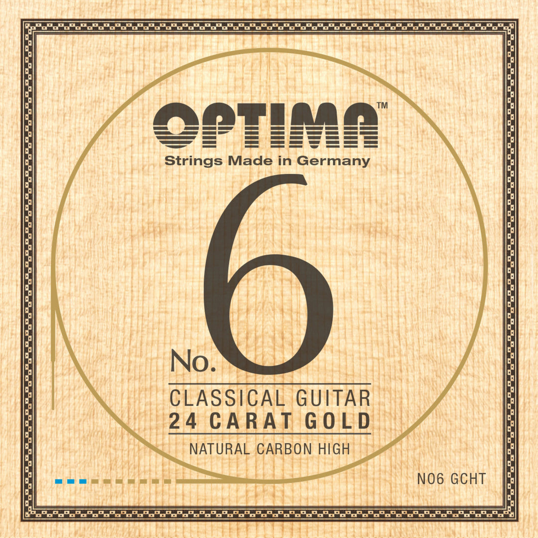Optima Strings klassiselle kitaralle No. 6 24 karaatin kulta - Set Carbon Gold high (NO6.GCHT)