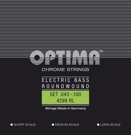 Optima E-Bass Strings Chrome Strings. Round Wound Medium Scale - Set 4-string reg-light (4299M)