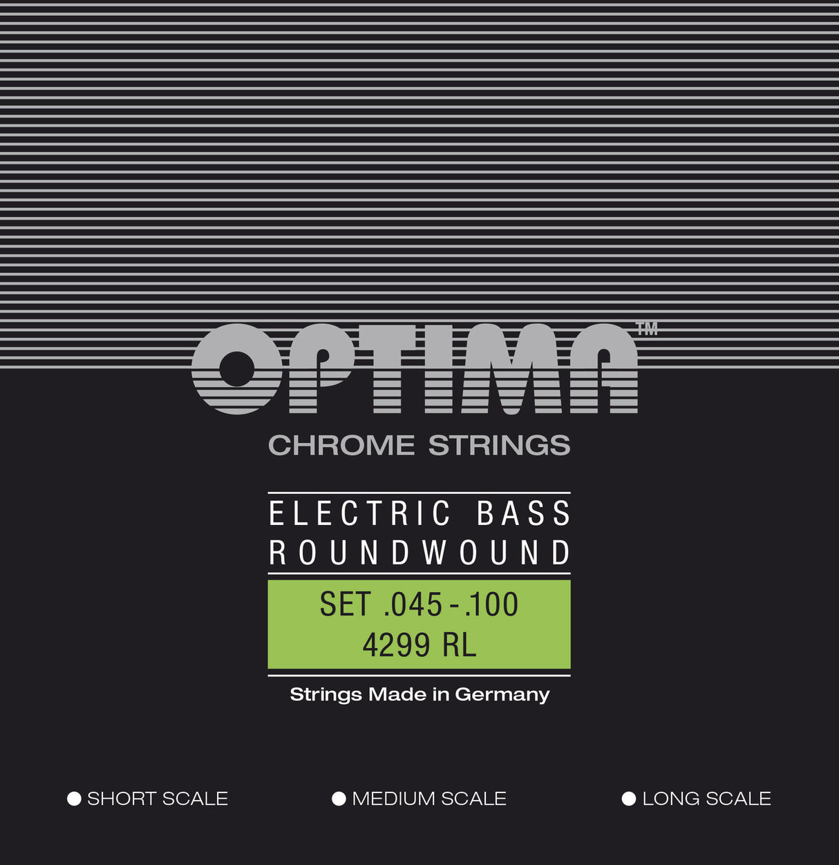 Optima E-Bass Strings Chrome Strings. Round Wound Medium Scale - Set 4-string reg-light (4299M)