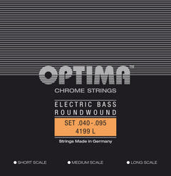 Optima E-Bass Strings Chrome Strings. Pyöreä punos, Short Scale - Set 4199S (4-kielinen lyhyt skaala)