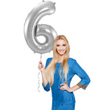 6 muotoinen numero foliopallo (hopea, 86 cm)