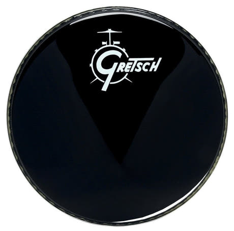 Gretsch Ambassador Ebony 22" bassorummun kalvo, valkoinen logo keskellä