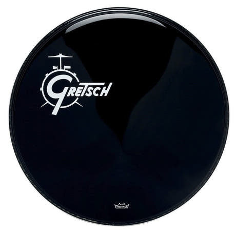 Gretsch Ambassador Ebony 18" bassorummun kalvot, valkoinen logo vasemmalla